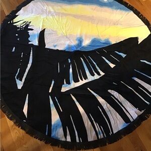 NWT Black and Blue Terry Towel 59 inch round beach towel